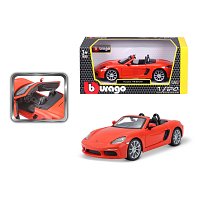 Bburago - Auta HOBBY, Porsche 718 Boxster, oranžová, 1:24