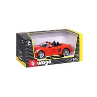 Bburago - Auta HOBBY, Porsche 718 Boxster, oranžová, 1:24