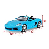 Bburago - Auta HOBBY, Porsche 718 Boxster, modrá, 1:24