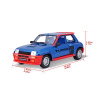 Bburago - Auta HOBBY, Renault 5 Turbo, modrá metalíza-červená, 1:24