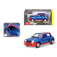 Bburago - Auta HOBBY, Renault 5 Turbo, modrá metalíza-červená, 1:24