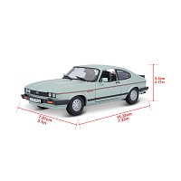 Bburago - Auta HOBBY, Ford Capri 1600 GT (1982), světle zelená metalíza, 1:24
