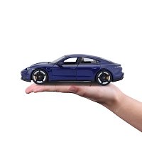 Bburago - Auta HOBBY, Porsche Taycan Turbo S, modrá, 1:24