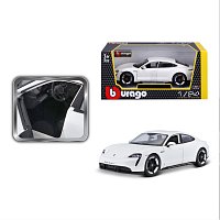Bburago - Auta HOBBY, Porsche Taycan Turbo S, bílá, 1:24