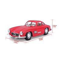Bburago - Auta HOBBY, Mercedes-Benz 300 SL (1954), červená, 1:24
