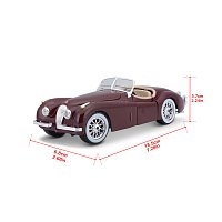 Bburago - Auta HOBBY, Jaguar XK 120 Roadster (1951), červená, 1:24