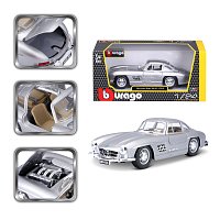 Bburago - Auta HOBBY, Mercedes-Benz 300 SL (1954), stříbrná, 1:24