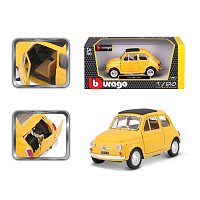 Bburago - Auta HOBBY, Fiat 500F (1965), žlutá, 1:24