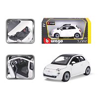 Bburago - Auta HOBBY, Fiat 500 (2007), bílá, 1:24