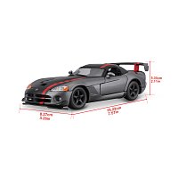 Bburago - Auta HOBBY, Dodge Viper SRT 10 ACR, šedá metalíza-matná černá, 1:24