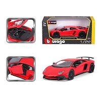 Bburago - Auta HOBBY, Lamborghini Aventador SV Coupé, červená, 1:24