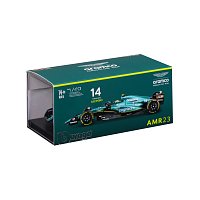 Bburago - RACE Formule F1 v dekorativním boxu, Aston Martin AMR23 (2023), #14 Fernando Alonso, 1:43