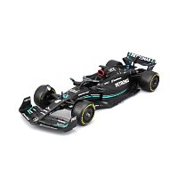 Bburago - RACE Formule F1 s figurkou jezdce, Mercedes-AMG W14 E Performance (2023) #63 Russell, 1:24