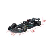 Bburago - RACE Formule F1 s figurkou jezdce, Mercedes-AMG W14 E Performance (2023) #63 Russell, 1:24