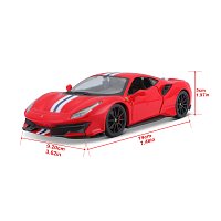 Bburago - RACE+PLAY Ferrari 488 Pista, červená, 1:24