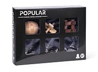 Hlavolam kov-dřevo Popular, sada 6ks