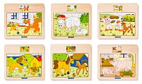 Disple. 12ks - Puzzle na doske ´´Mašinka´´ - zvieratá s mláďatami