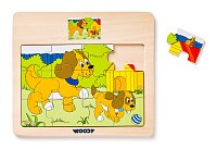 Displ. 12ks - Puzzle na desce ´´Mašinka´´ - zvířata s mláďaty