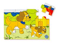 Displ. 12ks - Puzzle na desce ´´Mašinka´´ - zvířata s mláďaty