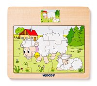 Displ. 12ks - Puzzle na desce ´´Mašinka´´ - zvířata s mláďaty