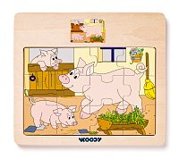 Displ. 12ks - Puzzle na desce ´´Mašinka´´ - zvířata s mláďaty