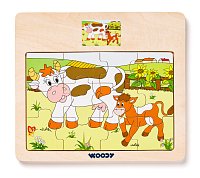 Displ. 12ks - Puzzle na desce ´´Mašinka´´ - zvířata s mláďaty