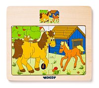 Displ. 12ks - Puzzle na desce ´´Mašinka´´ - zvířata s mláďaty