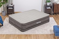 Semišová nafukovací matrace FORTECH s integrovanou pumpou 203 x 152 x 46 cm