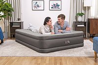 Semišová nafukovací matrace FORTECH s integrovanou pumpou 203 x 152 x 46 cm