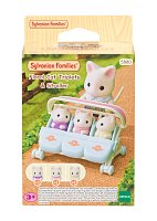 Květinová kočičí trojčata s kočárkem