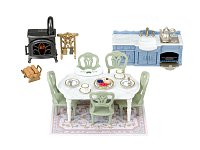 Nábytek - elegantní jídelna s krbem