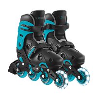 Inline brusle GO SKATES se svítícím předním kolečkem vel. 34-37, černo-modré