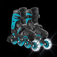 Inline brusle GO SKATES se svítícím předním kolečkem vel. 34-37, černo-modré