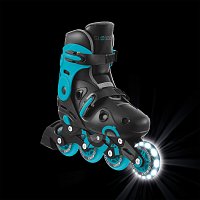 Inline brusle GO SKATES se svítícím předním kolečkem vel. 34-37, černo-modré