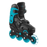 Inline brusle GO SKATES se svítícím předním kolečkem vel. 34-37, černo-modré