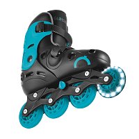 Inline brusle GO SKATES se svítícím předním kolečkem vel. 34-37, černo-modré