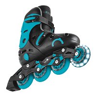 Inline brusle GO SKATES se svítícím předním kolečkem vel. 34-37, černo-modré