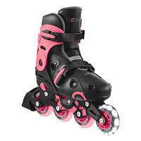 Inline brusle GO SKATES se svítícím předním kolečkem vel. 34-37, černo-růžové