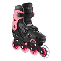 Inline brusle GO SKATES se svítícím předním kolečkem vel. 34-37, černo-růžové