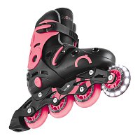 Inline brusle GO SKATES se svítícím předním kolečkem vel. 34-37, černo-růžové