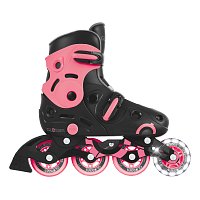 Inline brusle GO SKATES se svítícím předním kolečkem vel. 34-37, černo-růžové