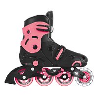 Inline brusle GO SKATES se svítícím předním kolečkem vel. 34-37, černo-růžové