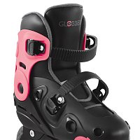 Inline brusle GO SKATES se svítícím předním kolečkem vel. 34-37, černo-růžové