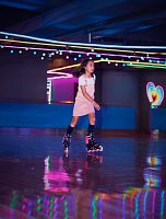 Inline brusle GO SKATES se svítícím předním kolečkem vel. 34-37, černo-růžové