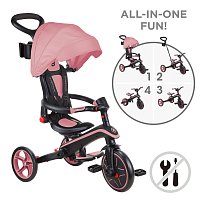 Tříkolka Globber Explorer Trike Foldable 4v1, tmavá pastelová růžová