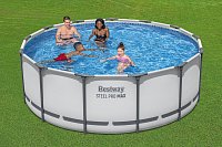 Nadzemní bazén Steel Pro MAX šedý, kartušová filtrace, schůdky, plachta, 396 x 122 cm