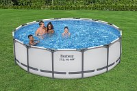Nadzemní bazén kulatý Steel Pro MAX, kartušová filtrace, schůdky, plachta, 427 x 107 cm
