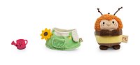 NICI plyš MyMochi Čmelák Hadshi 8 cm s konví a kostýmem zahradníka, dárkové balení
