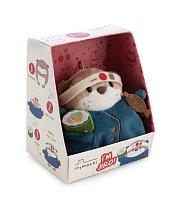 NICI plyš MyMochi Vydra Jiro 8 cm se sushi a kostýmem šéfkuchaře, dárkové balení