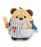 NICI plyš MyMochi Leopard Ichiro 8 cm s míčkem a kostýmem baseballového hráče, dárkové balení